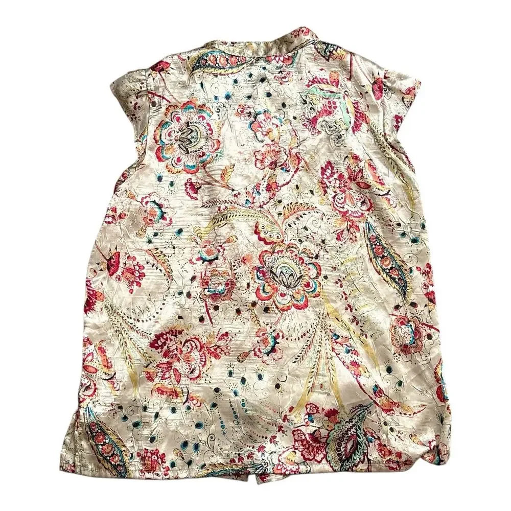 Cabernet Pajama Set Womens Medium Floral Paisley Textured 2 Piece Sleeveless